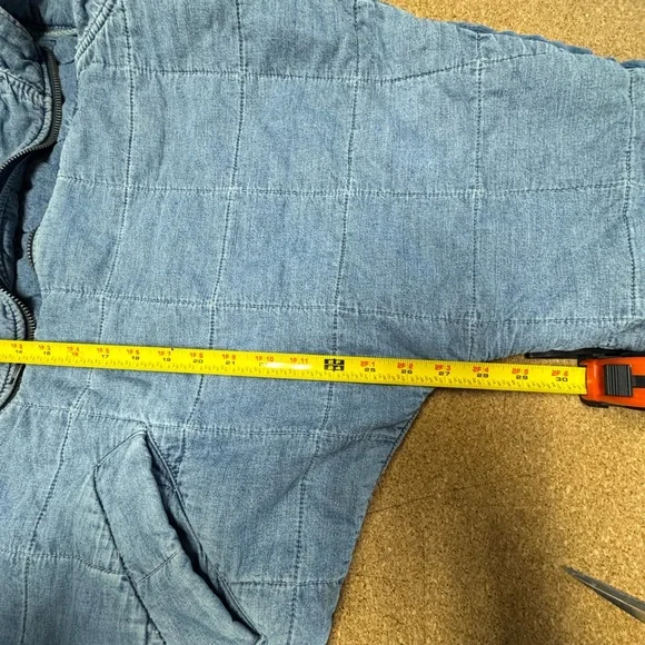 Free People Dolman Quilted Denim Jacket Medium Chambray Boho Zip Jacket - Picture 11 of 14